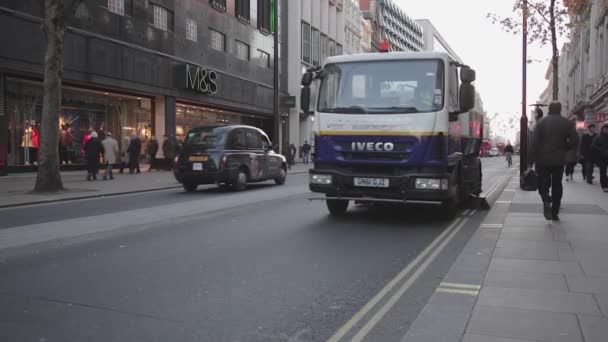 Zamiatarka Cleaner Oxford Street — Wideo stockowe