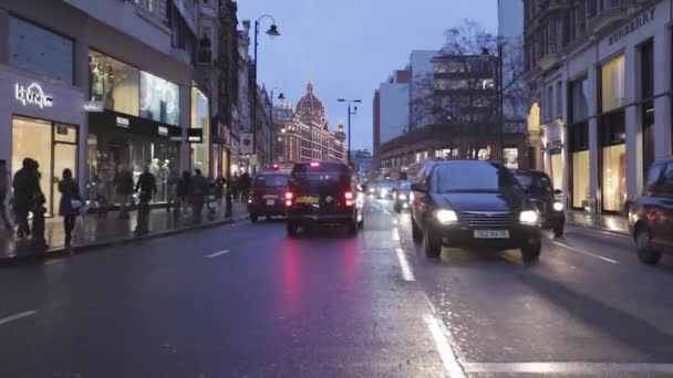 Serata invernale a Knightsbridge Londra — Video Stock