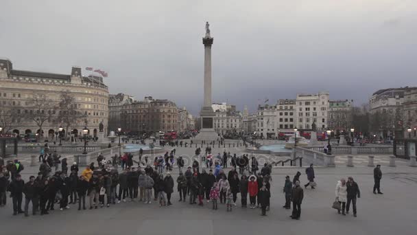 Trafalgar Square turister — Stockvideo