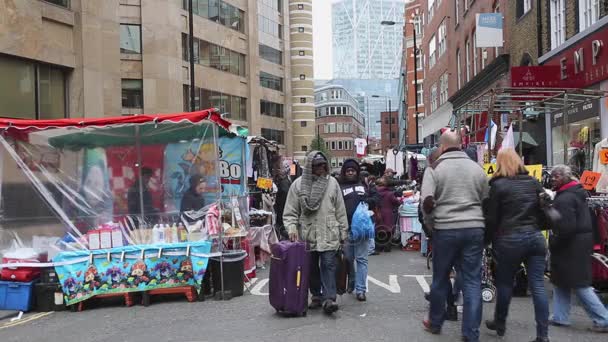 Londra Regno Unito Novembre 2013 Stand Abbigliamento Petticoat Lane Sunday — Video Stock