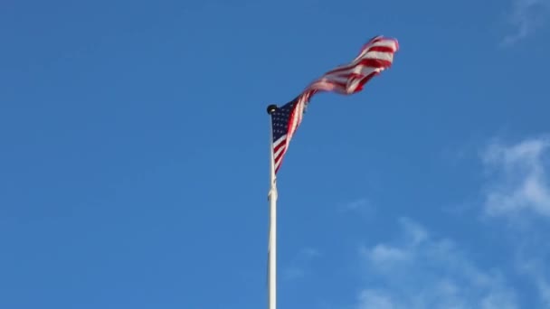 Amerikaanse Vlag Pole Blue Sky — Stockvideo