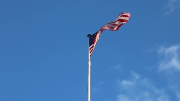 Drapeau Américain Pole Blue Sky — Video