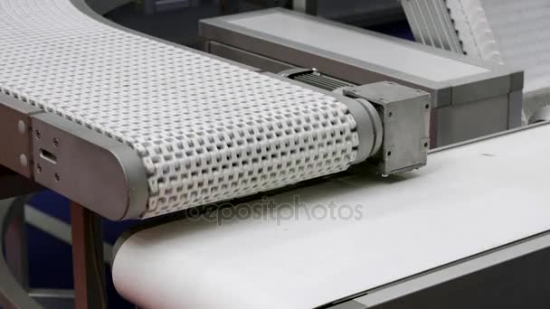 White Plastic Conveyor Belt Transport Factory — Stock Video