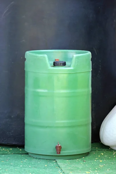 Green Plastic Barrel — Stock Photo, Image
