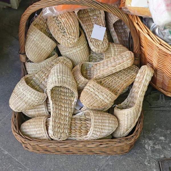 Rattan Slippers Sandals — Stock Photo, Image