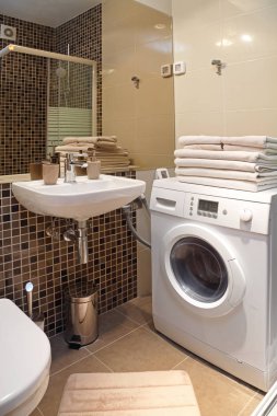 Çamaşır makinesi ile modern banyo