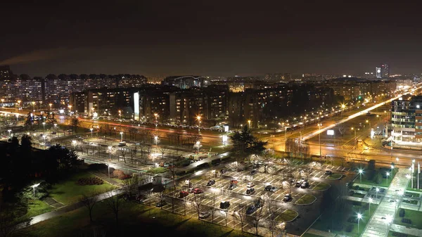 Nacht nieuwe Belgrado — Stockfoto