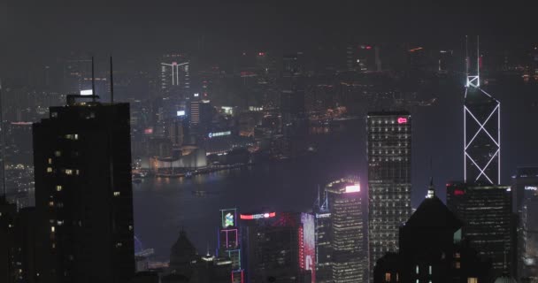 Hong Kong China Mei 2017 Cityscape Bij Nacht Vanaf Victoria — Stockvideo