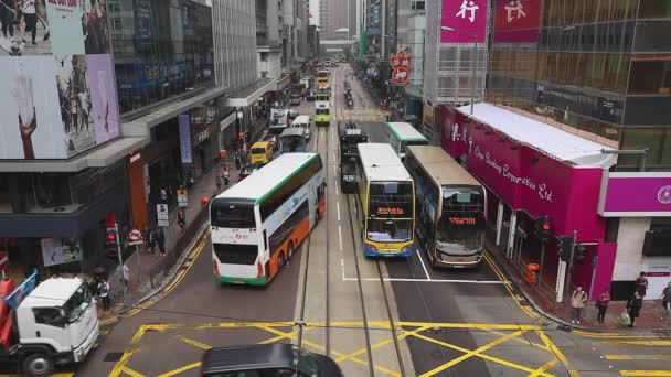 Hong Kong China Abril 2017 Famosos Tranvías Dos Pisos Transporte — Vídeo de stock