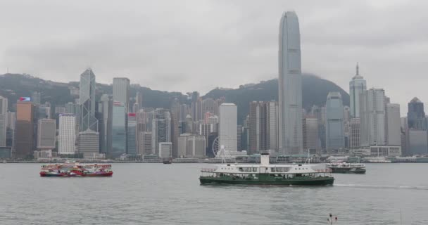 Hong Kong China April 2017 Colourful Advertisement Star Ferry Crossing — Stock Video