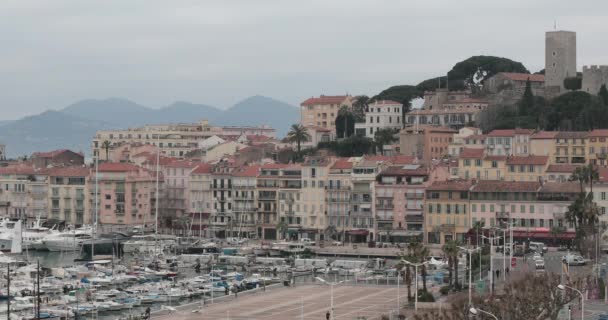 Paesaggio Urbano Cannes Con Fortificazione Porto — Video Stock