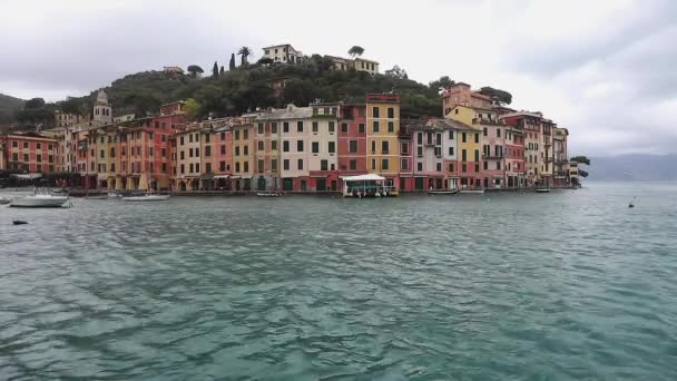 Casas Coloridas Pequena Aldeia Italiana Portofino — Vídeo de Stock