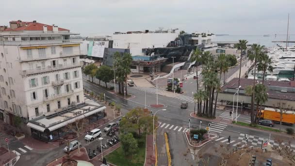 Cannes Frankrijk Januari 2018 Antenne Stad Straten Winterochtend Cannes Frankrijk — Stockvideo