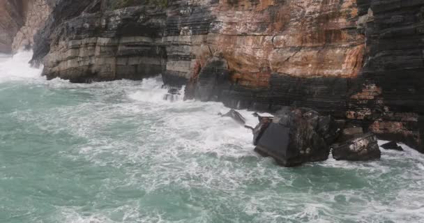 Grandes Olas Clima Áspero Costa Del Mar Liguria Italia — Vídeos de Stock