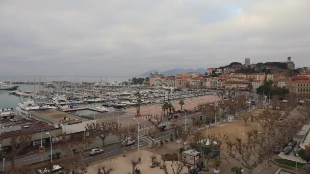 Cannes France Winter Morning Cityscape — ストック動画