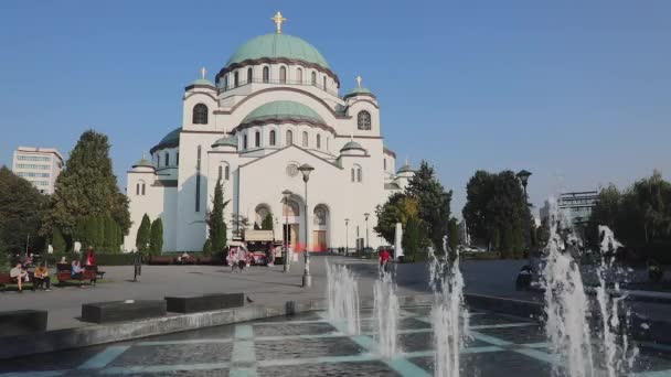 Belgrad Serbien Oktober 2019 Ortodoxa Kyrkan Saint Sava Hösten Belgrad — Stockvideo