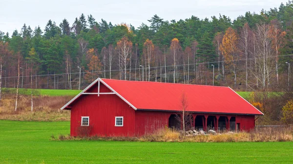 Fienile rosso Norvegia — Foto Stock