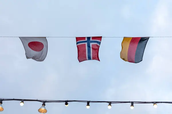 Japon Norvège Allemagne Drapeaux — Photo