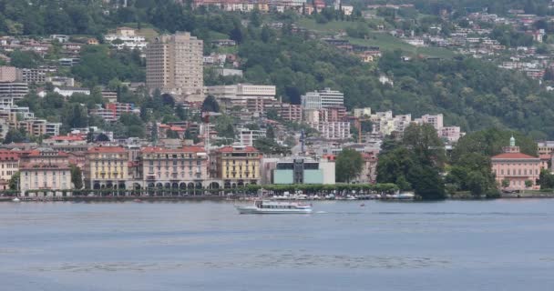 Lugano City Lake Ticino Regio Zwitserland — Stockvideo