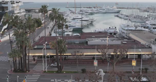 Κάννες Γαλλία Ιανουαρίου 2018 Luxury Yachts Moored Marina Winter Cannes — Αρχείο Βίντεο