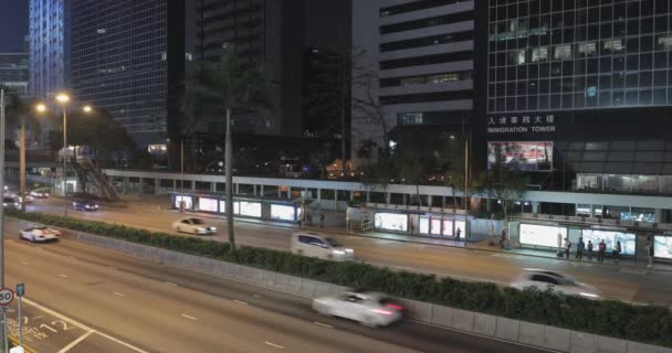 Hong Kong China April 2017 Building Immigration Tower Night Wan — Stock Video