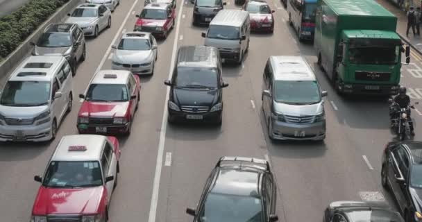 Hong Kong China Abril 2017 Congestionamento Tráfego Durante Hora Rush — Vídeo de Stock