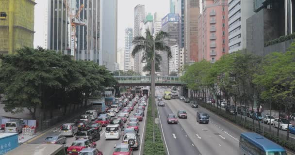 Hong Kong Kína Április 2017 Lassú Autók Forgalmi Torlódások Alatt — Stock videók