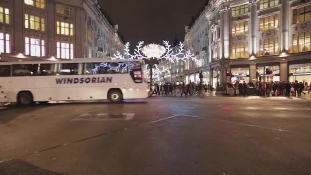 Londen Verenigd Koninkrijk November 2013 Kerstversiering Licht Oxford Circus Kruising — Stockvideo