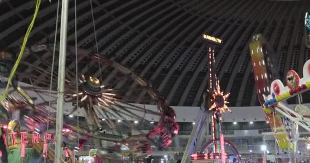 Winter Fun Fair Big Exhibition Hall — Stock Video