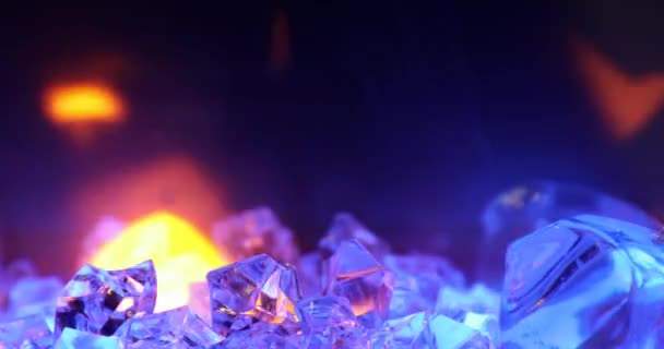 Cristales Hielo Azul Infierno Efectos Fuego — Vídeo de stock