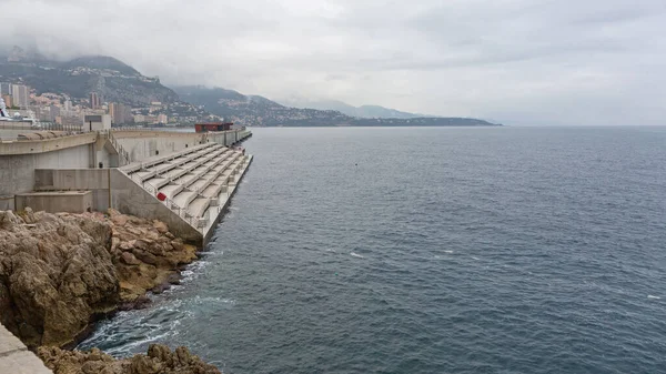 Structure Flottante Digue Plage Solarium Vide Bord Mer — Photo