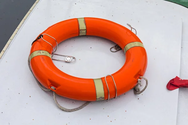 One Orange Life Ring Boat Roof — Stock Photo, Image