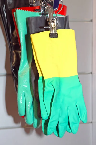 Equipo Seguridad Guantes Verdes Protección Química — Foto de Stock