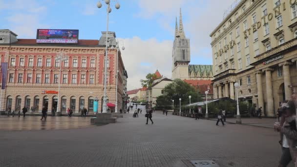 Záhřeb Chorvatsko Listopadu 2019 Římskokatolická Katedrála Podzim Záhřebu Chorvatsko — Stock video