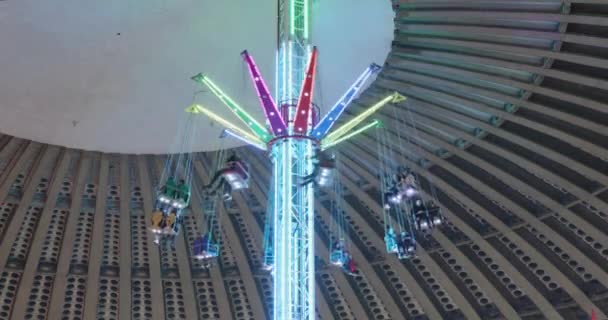 Indoor Chain Carousel Tower Winter Fun Fair — Stock Video