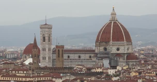 Duomo Cathedral Florence Tuscany Italy Winter Day Zoom — стокове відео
