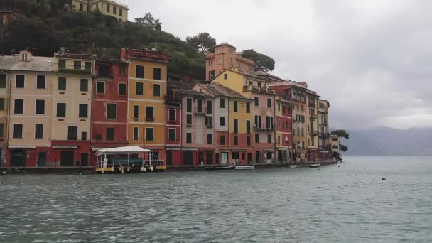Colourful Houses Portofino Liguria Italy Winter — стокове відео
