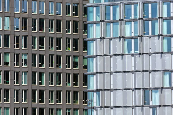 Two Modern Buildings Windows Facade Amsterdam — Stock Photo, Image