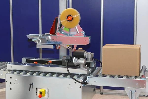 Machine Emballer Automatisée Pour Bande Boîte Dans Usine Production — Photo