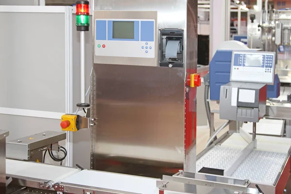 Máquina Embalaje Moderna Línea Producción Alimentos Fábrica — Foto de Stock