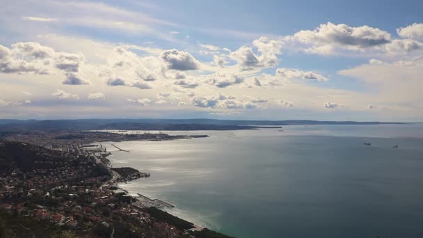 Vista Aérea Paisaje Urbano Trieste Italia Mar Adriático — Vídeo de stock