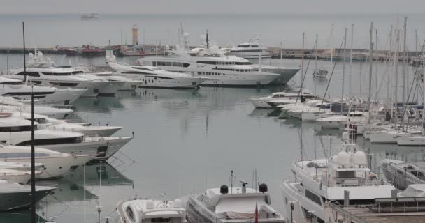 Yates Lujo Veleros Amarrados Marina Cannes Francia — Vídeo de stock