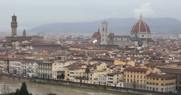 Stadsgezicht Van Florence Toscane Italië Winter Regendag Zoom — Stockvideo