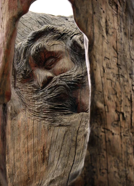 Jesus Christ Face Carved in Cedar Wood — Stock Photo, Image