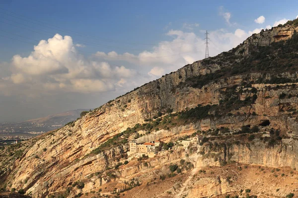 Hamatoura Monastery Which Monks Built Rocky Mountains Evade Persecution Ottomans — Stock Photo, Image