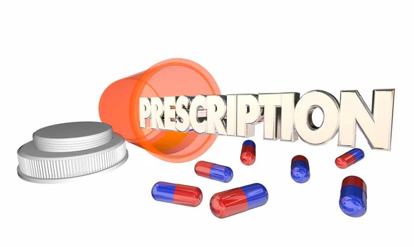 Behållare spillde piller med inskription — Stockfoto