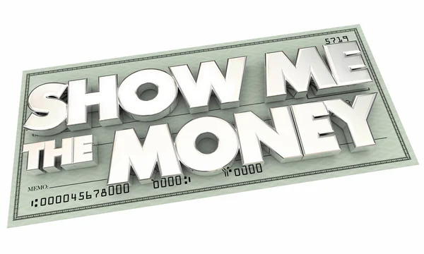 Show Me the Money Pay Check — Stock Photo, Image