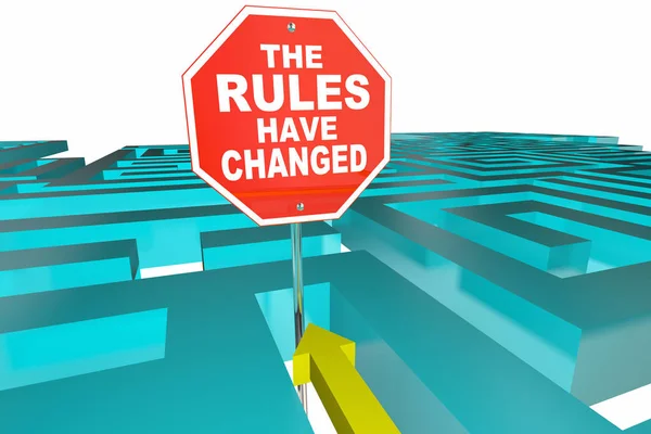The Rules Have Changed Sign Maze — Stock Photo, Image