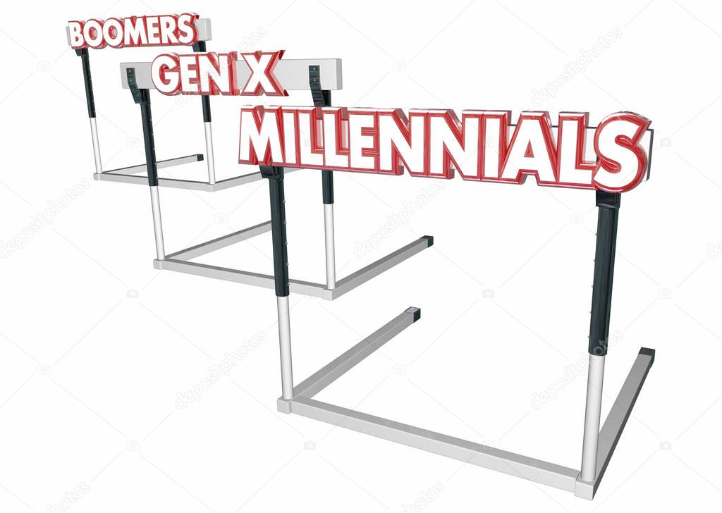 Boomers Generation X Millennials words Hurdles 