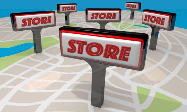 Mağaza iş firma harita yer işaretleri 